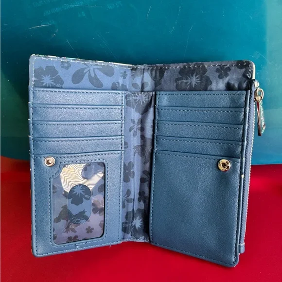 Disney Parks Stitch Floral Wallet - White and Blue - Picture 3 of 4